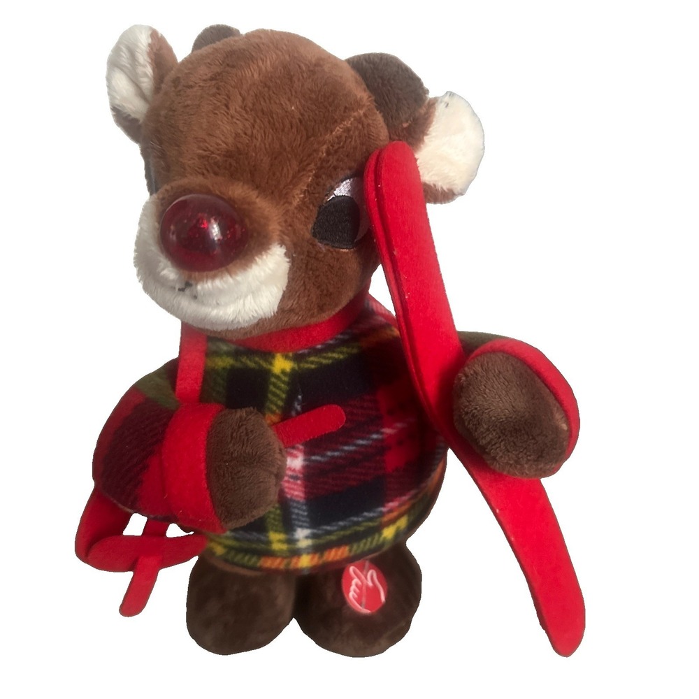 Rudolph the Red-Nosed Reindeer Animated Plush Dan Dee Skiing Musical Light Up